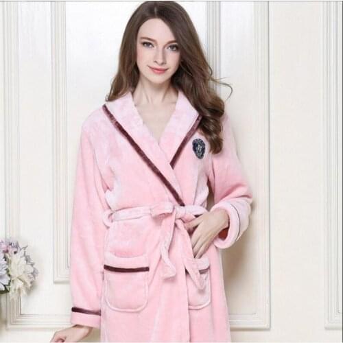 IANLAN Womens Autumn Winter Flannel Pajamas Bathrobe Women Long Nightgowns Thick Soft Sleepwear IL00440A