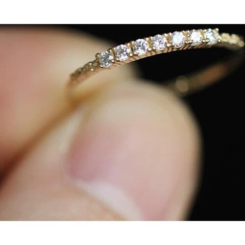 14k Gold Ring Thin Crystal Stacking Ring Dainty Minimalist Solitaire Ring Mid-century Victorian Proposal Engagement wedding brid