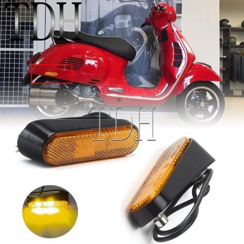 1 Pair LED Side Turn Signals CNC Motorcycle Flasher Amber Indicator Blinker Lamp for Piaggio Vespa GTS 300 Sprint 150 Primavera