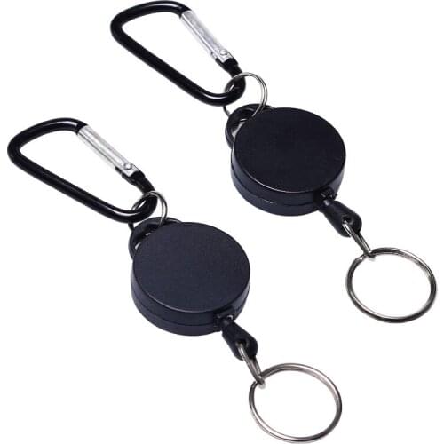 1Pcs Creative Frosted Tactical Casual Outdoor Telescopic Wire Keychain Anti Theft Key Chain Retractable Key Ring Holder Badge