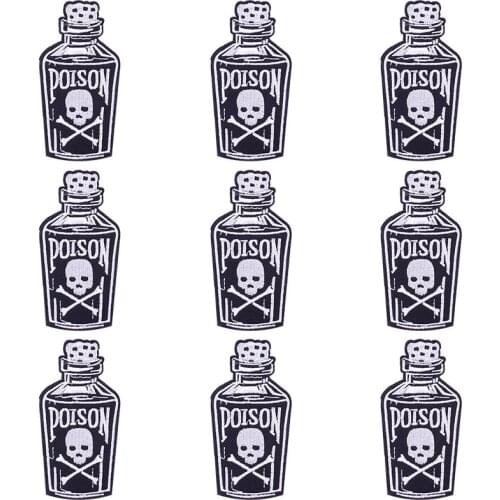10 PCS Wholesale Punk Poison Patch Embroidery Patches For Clothing Thermoadhesive Patches Skeleton Iron On Patches On Clothes