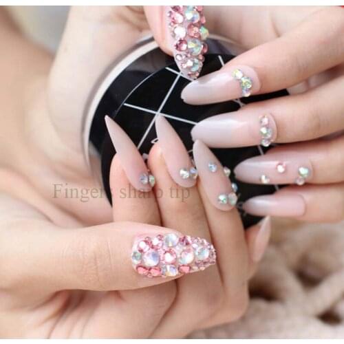 24pcs Hot new design beautiful delicate long oval Hand made candy fake nails complexion W13