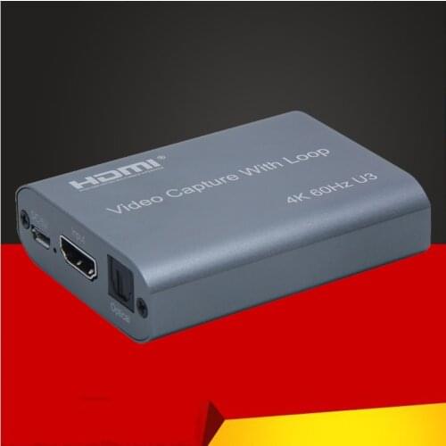 4K 60HZ USB 3.0 Loop Out Optical Output Video Capture Card 1080P 60fps HDMI Video Grabber Box for PS4 Game Record Live Streaming