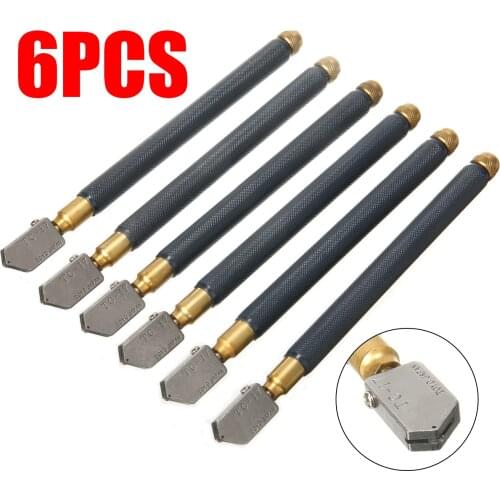 6pcs/Set 5-12mm Cutting Thickness Cutters 180mm Length Metal Handle Diamond Straight Head Cutting Tool for Cutting Glass Tile