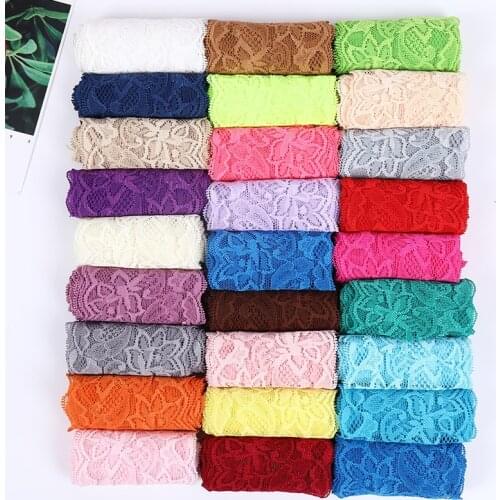 8cm Elastic Spandex Lace Ribbon 2Meters Hollow Out Floral White Lace Trimming DIY Crafts Sewing Garment Accessories Lace Tape