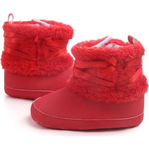 Baby Winter Boots Bow Newborn Baby Girl Warm Shoes Soft Sole Plush Warm Thick Anti Slip Toddler Kids Snow Boots First Walkers