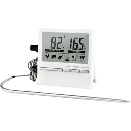 Electronic Kitchen LCD Digital Food Thermometer BBQ Meat Probe Temperature Meter Wireless Alarm Timer Instant Read Alert Timer