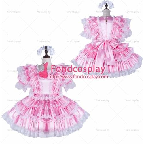 Sissy maid satin dress lockable Uniform cosplay costume Tailor-made[G2263]