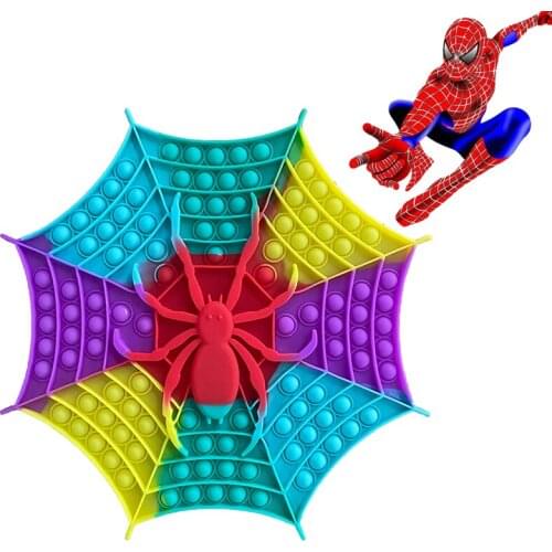 Marvel Spiderman Pop Fidget Toys Antistress Relief Anxiety Push Bubble Sensory Game Anti Stress Toys for Children Christmas Gift