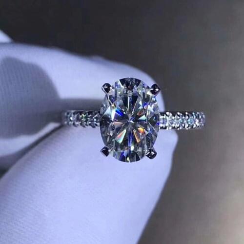 9K White Gold Ring Luxury 2ct GH Color Moissanite Ring Luxury Oval Cut Anniversary gift Engagement ring