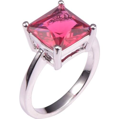 Red Crystal Zircon 925 Sterling Silver Wedding Party Fashion Design Romantic Ring Size 5 6 7 8 9 10 11 12 PR42