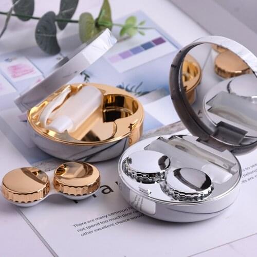 Cute Marble Stripe Contact Lens Case Travel Glasses Lenses Box For Unisex Eyes Care Kit Holder Container Support Gift Beautiful