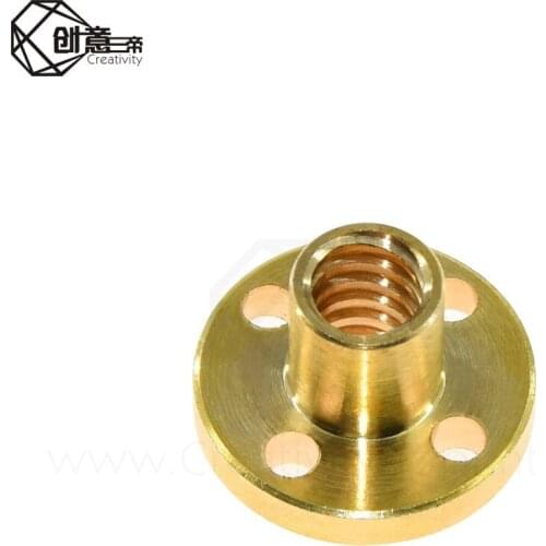 Creativity Screw nut Brass 22mm Flange Nut For CNC 3D Printer Parts 8mm 4-Start Lead Screw 300mm long With Copper