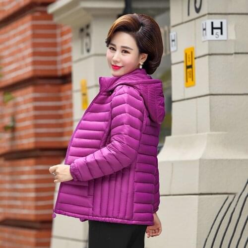 Thin and Light Hooded Autumn Winter Womens jacket Plus Size 6XL Slim Female Parka Short Style Stand Collar Jacket Coats Ladies