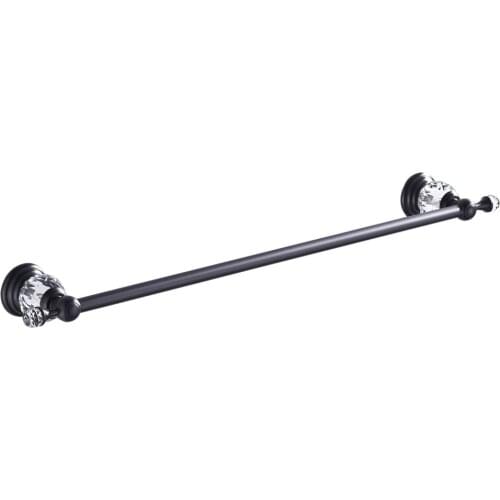 Leyden Single Towel Bar for Bathroom Accessories Black Finish, Alloy&Crystal Towel Holder Wall Mounted
