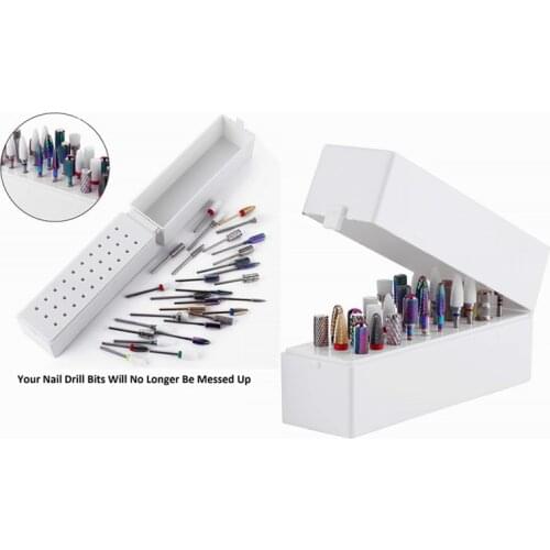 Makartt Nail Drill Bits Holder Dustproof Stand Displayer Organizer Container 30 Holes Manicure Tools F0735