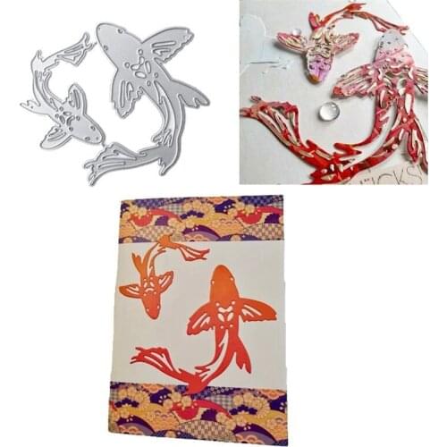 Two koi fish shape Metal Cutting Dies For DIY Scrapbooking Album Embossing Paper Cards Decorative Crafts