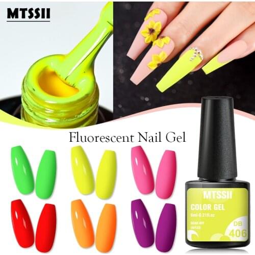 Mtssii Neon Fluorescent Gel Polish Varnishes Hybrid Nail For Manicure 6ml Semi Permanent Soak off Gel Polish UV Gel Nail Polish