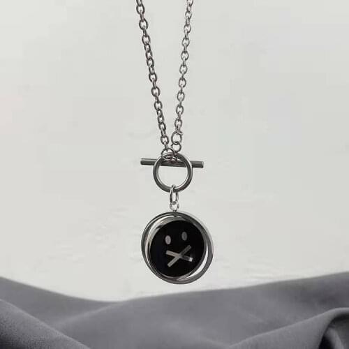 Cartoons Portrait Smiley anger personality Necklace For Women Vintage Girl Long wholesale Sweater chain fashion Prom Accessories