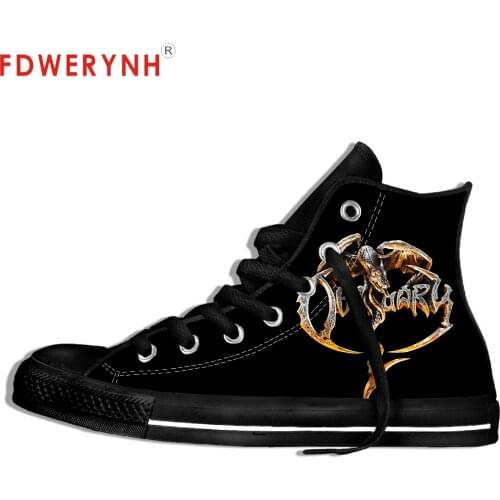 Mens Canvas Casual Shoes Obituary Band Metal Music Customize Pattern Color High Top Lace Up Lightweight Footwear For Men