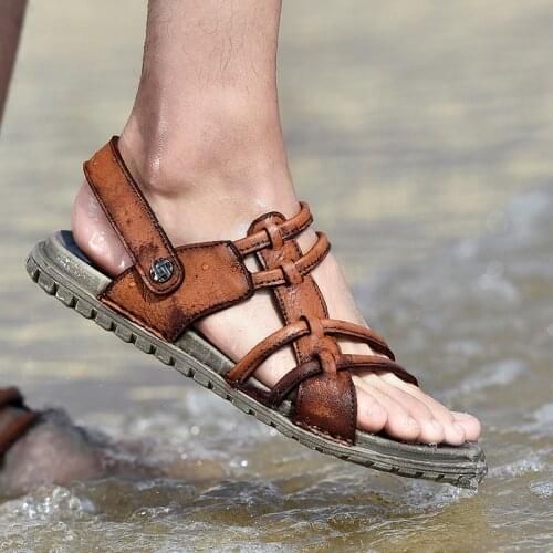 Mens Sandals Leather New Beach Men Casual Shoes Outdoor Summer Sandals Fashion Gladiator Sandals Shoes Men