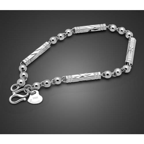 Man Bracelet 100% 925 Sterling Silver Bracelet For Men Simple Punk Wristband Bangle Fashion Fine Jewelry Gift