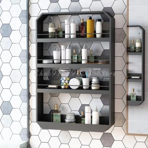 Nordic Bathroom Vanity Wall Storage Rack Free Perforation Toilet Cosmetic Wall-mounted Multi-layer Storage Rack