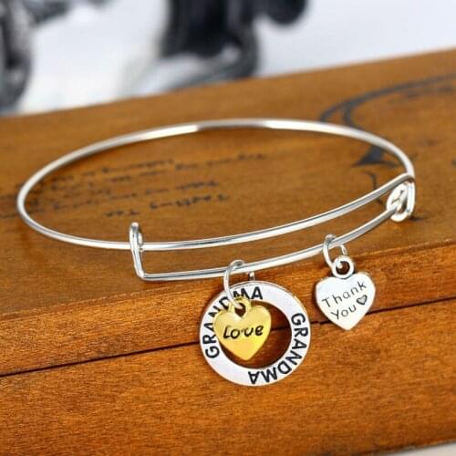 New Fashion Grandma Forever In My Heart Bracelets Gold Silver Plated Charm Love Family Bracelet Souvenirs Dangle Jewelry