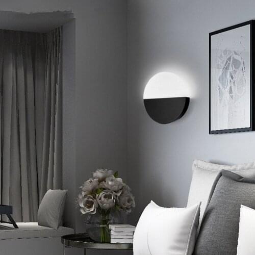 NEW Nordic Round LED Wall Light For Bedside light Restaurant Coffee Bar LED 2835 Chip AC85-265v Black And White Shell