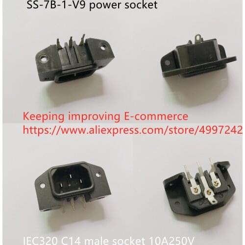 Original new 100% SS-7B-1-V9 power socket IEC320 C14 male socket switch 10A250V
