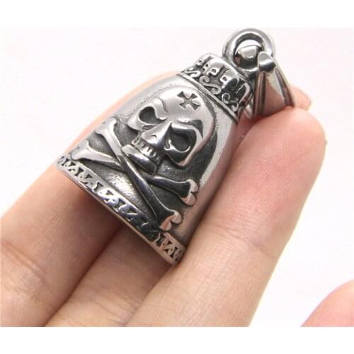 Cross Bone Biker Bell Pendant 316 Stainless Steel Polishing Skull Bell Pendant