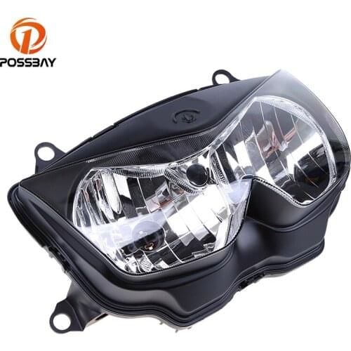 POSSBAY Clear Motorcycle Headlight Housing Cafe Racer for Kawasaki Z1000 03-06 Ninja 250R 2008-2012 Bike Lighting Housing Cover