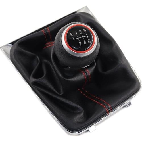 Silver & Leather Car Shift Gear Knob Lever Gaitor Boot Cover For VW Golf 7 VII A7 MK7 GTI GTD 2013 2014 2015 2016 2017 2018