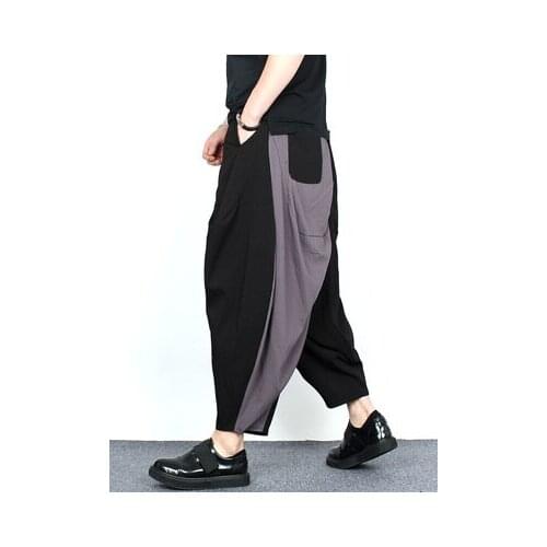 Dark, original, summer, ice-thin material, Haren, Capri Pants, mens trend, hairdresser, loose, little feet, casual flying squir