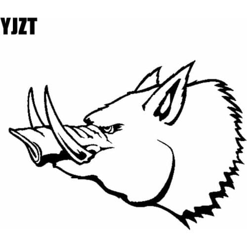 YJZT 12.7CM*9.1CM Cartoon Boar Vinyl car Sticker Decal Black Silver C13-000656