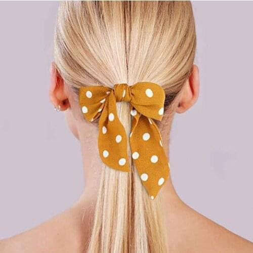 Sunshine Elastic Bow Scrunchies Women Headbands Hair Ties Stretch Ponytail Hair Rope Bands Hair Ring Girl Hair Accessories