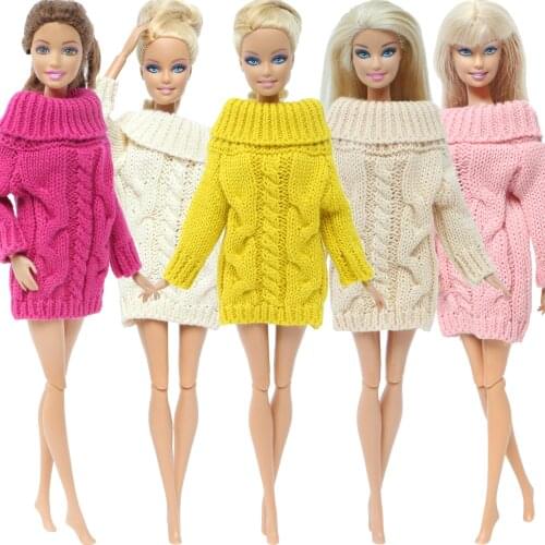 Handmade Colourful Mix Doll Coat Pure Cotton High Quality Sweater Winter Knitted Dress Clothes for Barbie Doll Girl Accessories