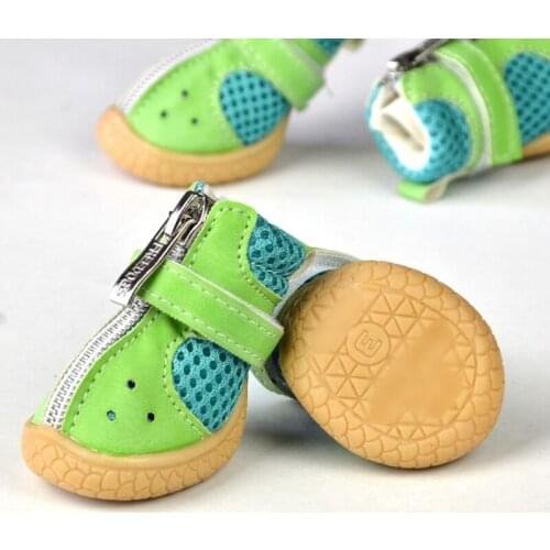 4 Pcs/Lot Pet Dog Shoes Breathable Mesh Winter Warm Boots For Small & Medium Dog Anti Slip Zipper Woolen Shoes