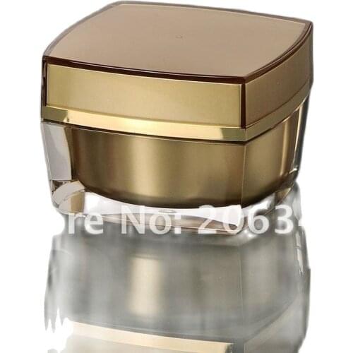15G gold acrylic square shape cream jar, cosmetic jar