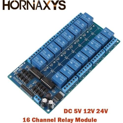 DC 5V 12V 24V 16 Channel Relay Shield Module with Optocoupler LM2576 Microcontrollers Interface Power Relay For Arduino DIY Kit