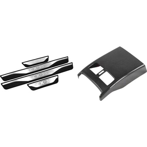 2 Set Car Accessories: 1 Set Car Door Sill Cover & 1 Pcs Rear Armrest Air Condition Vent Outlet Frame Cover