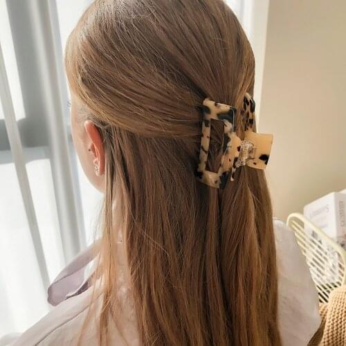 2 PCS Acetate Hair Claw Vintage Amber Hairclips 2021 Fashion Square Shark Hair Clip French Barrette for Girls Hair Accessories