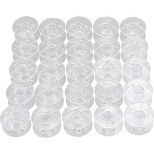 25 Clear Plastic Sewing Machine Bobbins Fits Singer Brother Janome Toyota