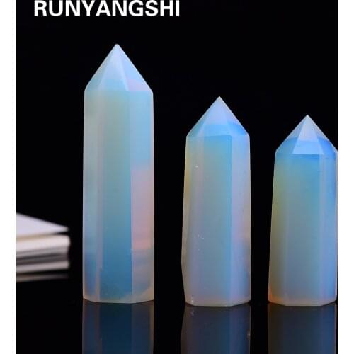 4-7cm 1pcs opal crystal point healing stone hexagonal prisms column wand treatment stone