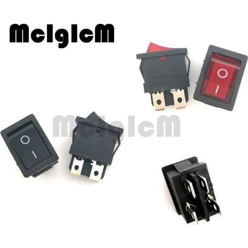 5pcs Red and Black Rocker Switch 4 Pin 6A 250V AC / 10A 125V AC ON-OFF SPST Snap in with RED LED Light 15*21mm