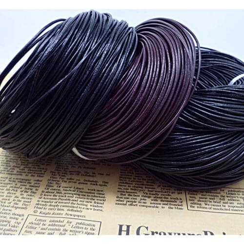 5 Yard/lot 2mm 3mm Black Brown Round Real Genuine Leather Cord Rope String for DIY Leather Necklace Bracelet Jewelry Materials