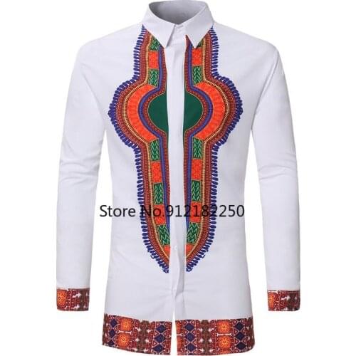 African Dashiki Shirt Men 2021 Casual Long Sleeve Button Down Dress Shirt Mens Brand White Shirts Africa Clothing Camisa Hombre