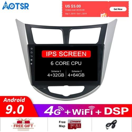 Android 9.0 DSP Car GPS Navigation radio For HYUNDAI VERNA ACCENT SOLARIS 2011-2012 car Multimedia Player Radio Head Unit No DVD