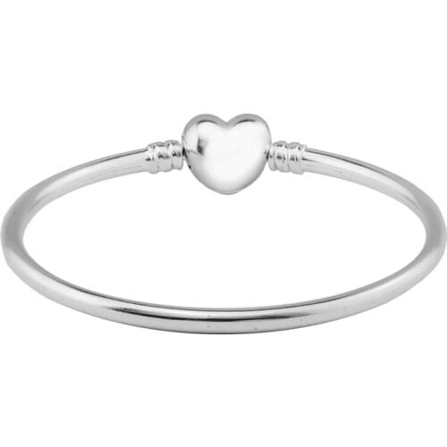 Moments Logo Heart Bangles 100% 925 Sterling-Silver-Jewelry Free Shipping