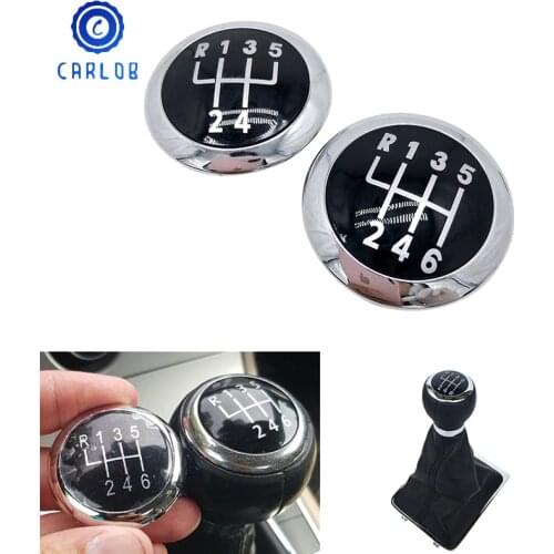 Carlob 5 / 6 Speed Gear Knob Stick Badge Emblem Trim Cap Cover For Volkswagen VW Passat B6 2005-2011 Car Styling Accessories
